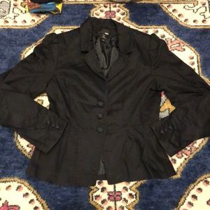 H&M Black Blazer Jacket with Covered Buttons 12